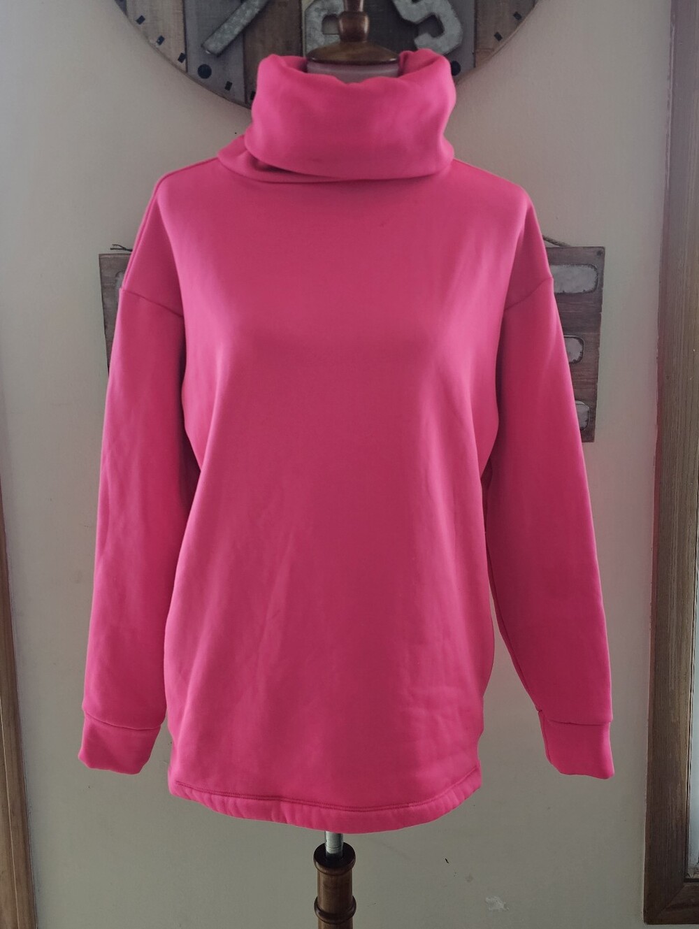 Dudley Stephens XS Hot Pink Mock Turtleneck Pullover Sweater